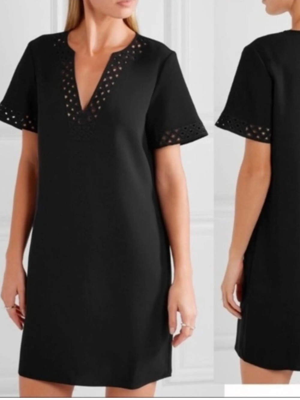 Madewell Black Eyelet V-Neck Shift Dress
